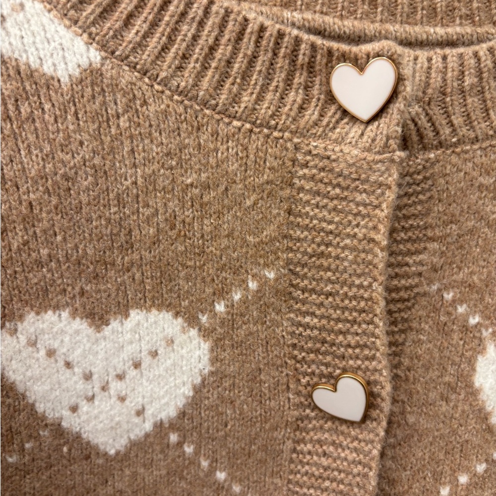 NWT Cynthia Rowley Heart Argyle Patterned Camel Brown Sweater - S - Picture 3 of 7